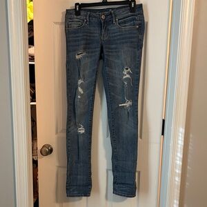 American Eagle Outfitters Ripped Blue Skinny Jeans